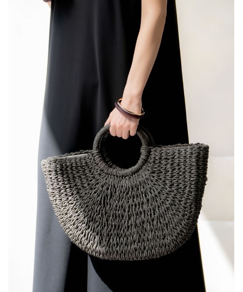 Re:EDIT（リエディ）の「雑材ハーフムーンバッグ（かごバッグ・レディース・ブラック/ベージュ/グレー/ブラウン/チャコールグレー・FREE）」の22枚目の写真