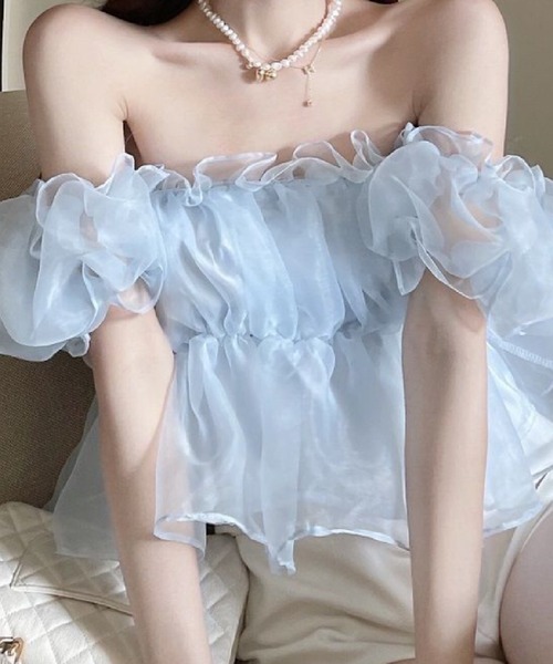 Ritomo De Ricco(リトモ・デ・リコ)の「バレエコア フリルギャザー2WAYブラウス(シャツ/ブラウス・レディース・ピンク/ライトブルー/アイボリー・MEDIUM/LARGE)」の17枚目の写真