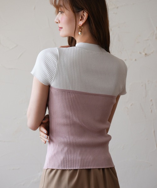 セール】ビスチェ風サマーリブ半袖ニット（ニット/セーター）｜SAISON