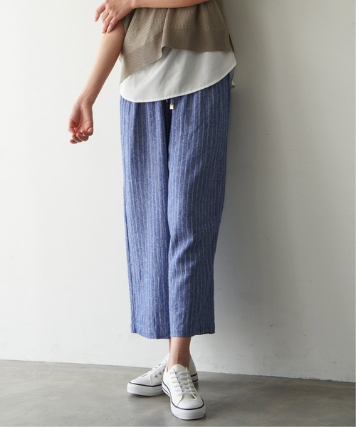 ikka（イッカ）の「麻混ベルト付きワイドパンツ（その他パンツ・レディース・ベージュ/ネイビー/カーキオリーブ/ブルー・S/M/L）」の5枚目の写真