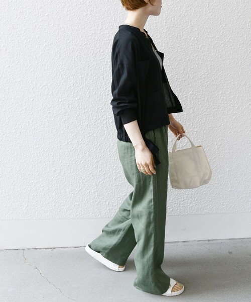 cen. ノーカラーステッチブルゾンシャツ ノーカラーシャツジャケット VICTOR （BROWN CHECK） - C.COUNTLY