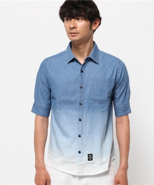 VENCEEXCHANGE（ヴァンスエクスチェンジ）の「デニムグラデーションシャツ5LS       （シャツ/ブラウス・メンズ・ブルー・SMALL/LARGE/MEDIUM）」の2枚目の写真
