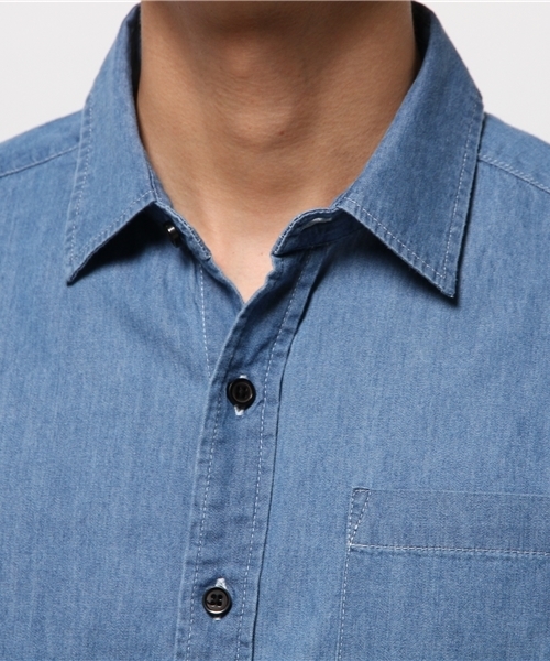 VENCEEXCHANGE（ヴァンスエクスチェンジ）の「デニムグラデーションシャツ5LS       （シャツ/ブラウス・メンズ・ブルー・SMALL/LARGE/MEDIUM）」の6枚目の写真