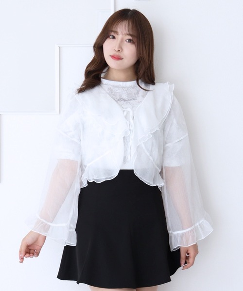 titty&Co. PETIT by poyo(ティティーアンドコープティバイポヨ)の「【titty&Co.PETIT by poyo】シフォンシアーフリルスリーブカーディガン(カーディガン/ボレロ・レディース・ホワイト・FREE)」の11枚目の写真