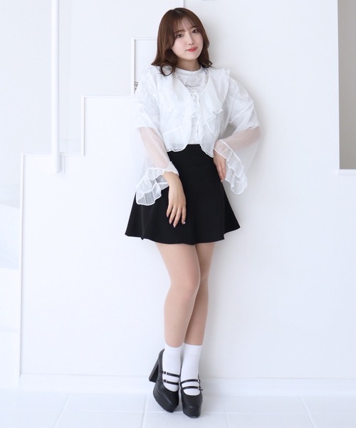 titty&Co. PETIT by poyo(ティティーアンドコープティバイポヨ)の「【titty&Co.PETIT by poyo】シフォンシアーフリルスリーブカーディガン(カーディガン/ボレロ・レディース・ホワイト・FREE)」の5枚目の写真