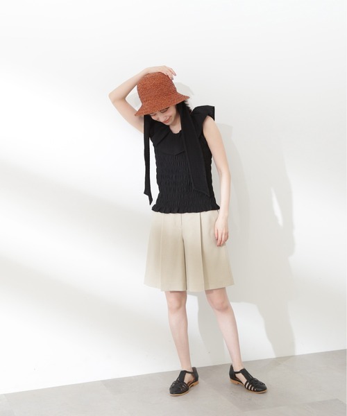 N.（N. Natural Beauty Basic）（エヌエヌナチュラルビューティーベーシック）の「◆フラップポケットハーフパンツ（その他パンツ・レディース・サンドベージュ/チャコール・MEDIUM）」の5枚目の写真