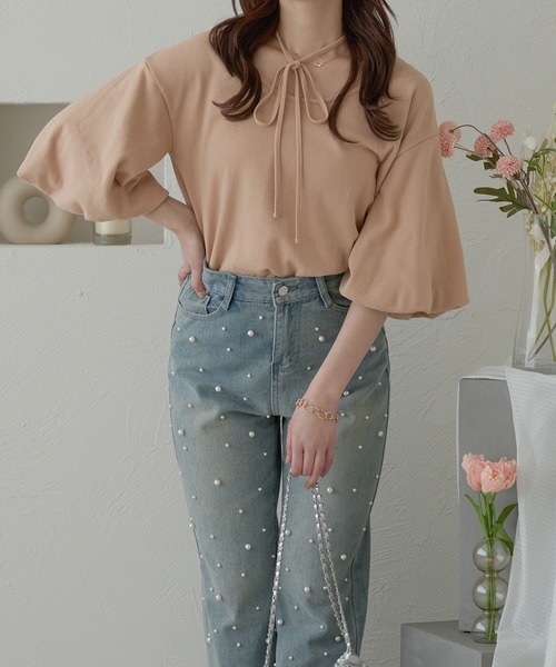Ambre Neige(アンブルネージュ)の「2WAYパフスリーブトップス/【WEB/EC限定商品】(Tシャツ/カットソー・レディース・アイボリー/ベージュ・FREE)」の2枚目の写真