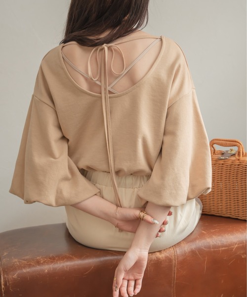 Ambre Neige(アンブルネージュ)の「2WAYパフスリーブトップス/【WEB/EC限定商品】(Tシャツ/カットソー・レディース・アイボリー/ベージュ・FREE)」の7枚目の写真
