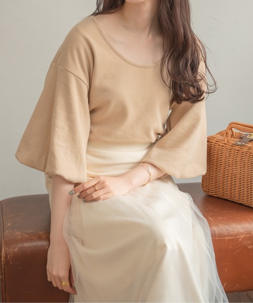 Ambre Neige(アンブルネージュ)の「2WAYパフスリーブトップス/【WEB/EC限定商品】(Tシャツ/カットソー・レディース・アイボリー/ベージュ・FREE)」の3枚目の写真