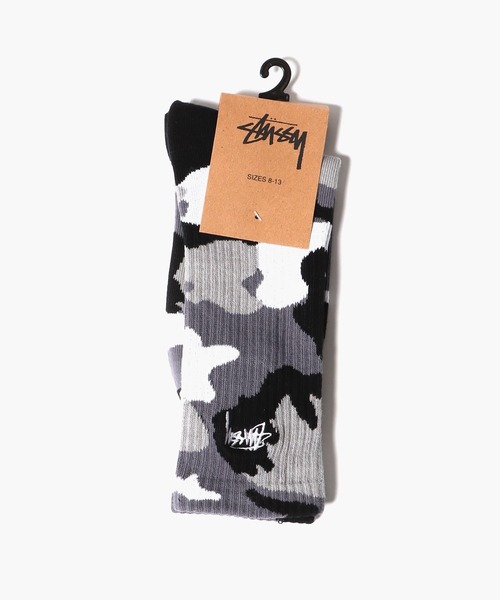 STUSSY（ステューシー）の「STUSSY/ステューシー STOCK CAMO SOCKS 靴下 ソックス 靴下 ワンポイント 刺繍 ロゴ（ソックス/靴下・メンズ・オレンジ系/グレー系/グリーン系・FREE）」の2枚目の写真