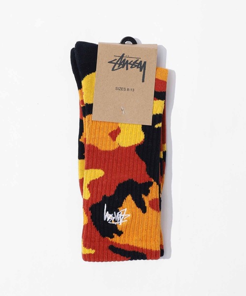 STUSSY（ステューシー）の「STUSSY/ステューシー STOCK CAMO SOCKS 靴下 ソックス 靴下 ワンポイント 刺繍 ロゴ（ソックス/靴下・メンズ・オレンジ系/グレー系/グリーン系・FREE）」の3枚目の写真