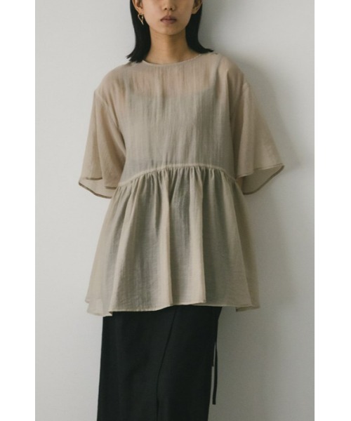 STYLEMIXER（スタイルミキサー）の「ティアードギャザーシアートップ（シャツ/ブラウス・レディース・ブラック/サックスブルー/ベージュ・FREE）」の2枚目の写真