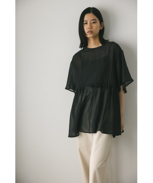 STYLEMIXER（スタイルミキサー）の「ティアードギャザーシアートップ（シャツ/ブラウス・レディース・ブラック/サックスブルー/ベージュ・FREE）」の4枚目の写真