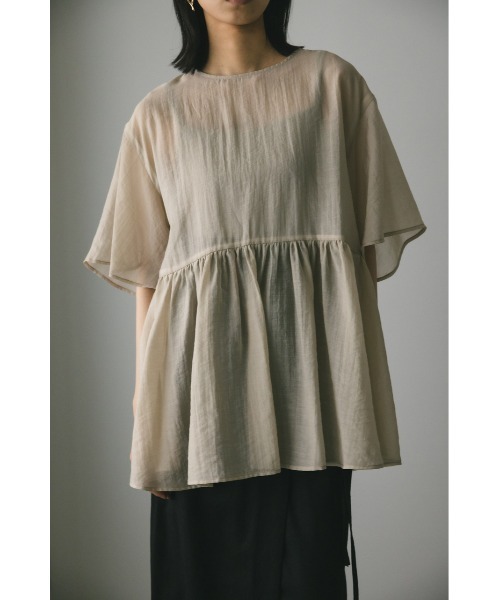 STYLEMIXER（スタイルミキサー）の「ティアードギャザーシアートップ（シャツ/ブラウス・レディース・ブラック/サックスブルー/ベージュ・FREE）」の10枚目の写真