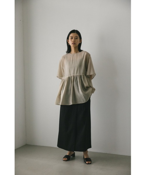 STYLEMIXER（スタイルミキサー）の「ティアードギャザーシアートップ（シャツ/ブラウス・レディース・ブラック/サックスブルー/ベージュ・FREE）」の12枚目の写真