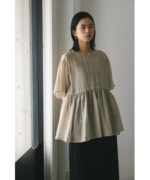 STYLEMIXER（スタイルミキサー）の「ティアードギャザーシアートップ（シャツ/ブラウス・レディース・ブラック/サックスブルー/ベージュ・FREE）」の14枚目の写真