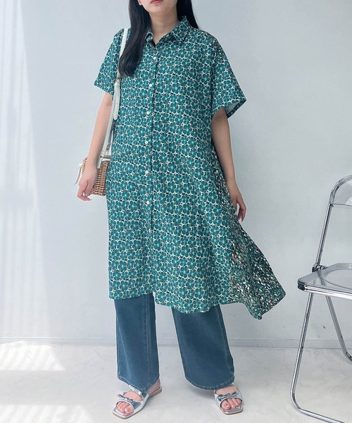 AS KNOW AS plus（アズノゥアズプラス）の「○異素材MIX半袖シャツワンピース（ワンピース・レディース・ホワイト系/ホワイト系1/ブラック系/ネイビー系/ブルー系/ブラック系1/ライトグリーン系1/オレンジ系1/ブラック系2/ベージュ系1/ネイビー系2/ネイビー/イエロー/ベージュ系その他/ブルー系その他/ブルー系1/ホワイト系2/グリーン系/チャコールグレー/イエロー系・FREE）」の10枚目の写真