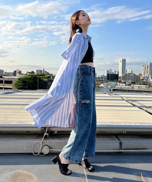 異素材ミックス☆ワンピース デニム ミモレ Aライン 半袖 楽天市場】即納 春夏新作 レディース デニム ミモレ丈