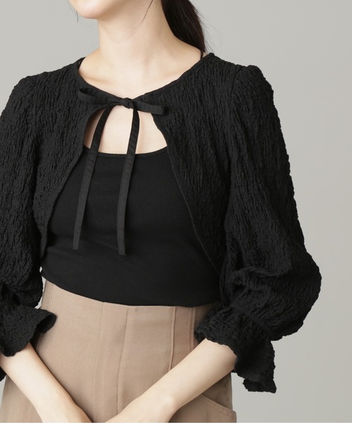 FREE'S MART(フリーズマート)の「◇ふくれショート丈ボレロ(カーディガン/ボレロ・レディース・ホワイト/イエロー/ブラック・FREE)」の2枚目の写真