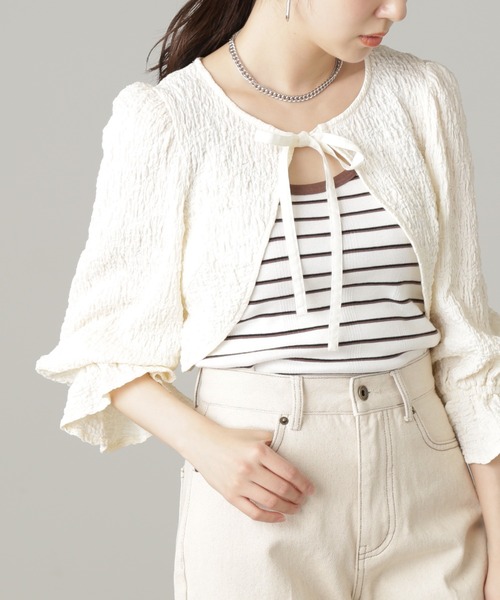 FREE'S MART(フリーズマート)の「◇ふくれショート丈ボレロ(カーディガン/ボレロ・レディース・ホワイト/イエロー/ブラック・FREE)」の4枚目の写真