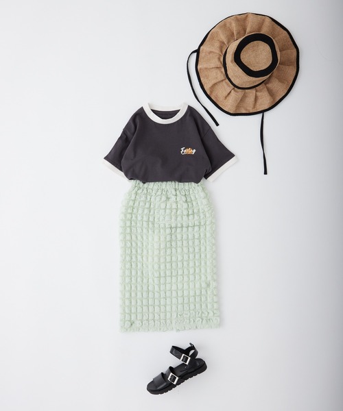 CIAOPANIC TYPY(チャオパニックティピー)の「【KIDS】USAコットンワンポイントプリント刺繍リンガーTEE(Tシャツ/カットソー・キッズ・チャコールグレー/ネイビー/ピンク・S/M/L/XL/XXL)」の4枚目の写真