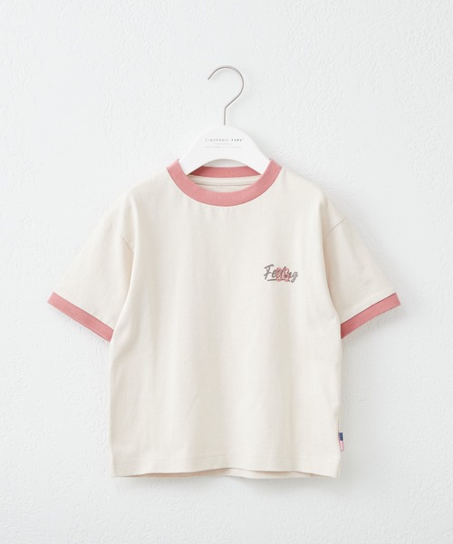 CIAOPANIC TYPY(チャオパニックティピー)の「【KIDS】USAコットンワンポイントプリント刺繍リンガーTEE(Tシャツ/カットソー・キッズ・チャコールグレー/ネイビー/ピンク・S/M/L/XL/XXL)」の6枚目の写真