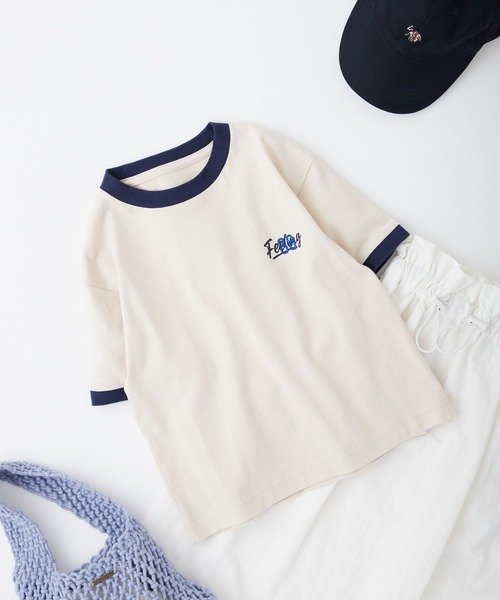 CIAOPANIC TYPY(チャオパニックティピー)の「【KIDS】USAコットンワンポイントプリント刺繍リンガーTEE(Tシャツ/カットソー・キッズ・チャコールグレー/ネイビー/ピンク・S/M/L/XL/XXL)」の19枚目の写真