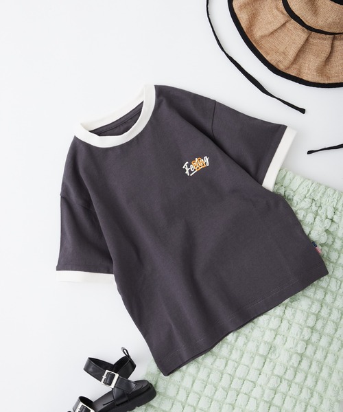 CIAOPANIC TYPY(チャオパニックティピー)の「【KIDS】USAコットンワンポイントプリント刺繍リンガーTEE(Tシャツ/カットソー・キッズ・チャコールグレー/ネイビー/ピンク・S/M/L/XL/XXL)」の20枚目の写真