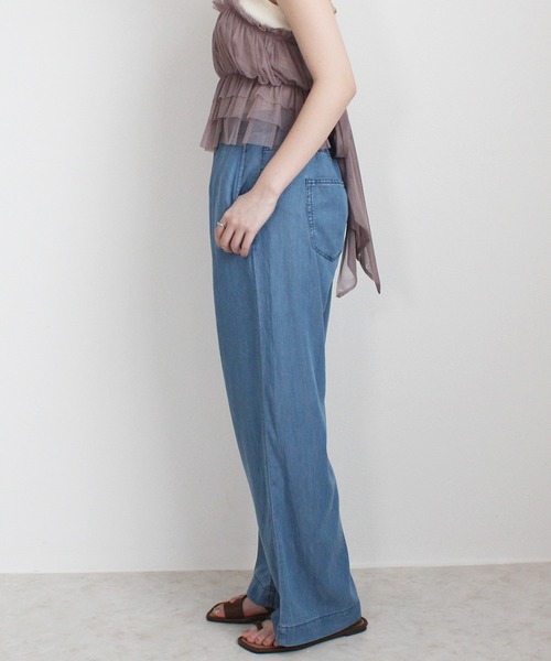 SELECT LEVERY(セレクトリベリー)の「接触冷感 吸水速乾 テンセル混デニムワイドパンツ(デニムパンツ・レディース・ブルー/ネイビー/ワンウォッシュ/ブルー系その他・SMALL/LARGE/X-LARGE/MEDIUM)」の16枚目の写真