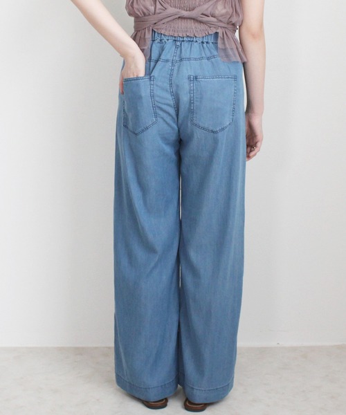 SELECT LEVERY(セレクトリベリー)の「接触冷感 吸水速乾 テンセル混デニムワイドパンツ(デニムパンツ・レディース・ブルー/ネイビー/ワンウォッシュ/ブルー系その他・SMALL/LARGE/X-LARGE/MEDIUM)」の14枚目の写真