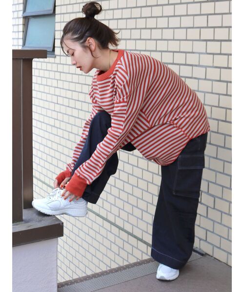 Ungrid（アングリッド）の「Miller別注 ワッフルロングスリーブTee（Tシャツ/カットソー・レディース・オレンジ/グリーン・FREE）」の6枚目の写真