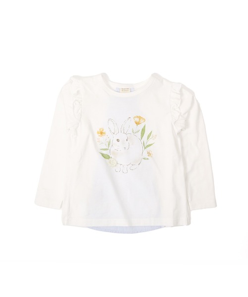 la poche biscuit(ラポシェビスキュイ)の「バック切り替えうさぎTシャツ(Tシャツ/カットソー・キッズ・ピンク/オフホワイト・120/100/130/90/110/80/140)」の4枚目の写真
