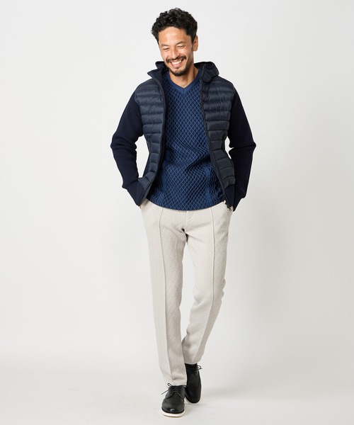 MEN'S BIGI(メンズビギ)の「ハイブリッドダウンパーカ<ダウン×ニット>(ブルゾン・メンズ・ネイビー/ブラック・04/02/01/03)」の6枚目の写真