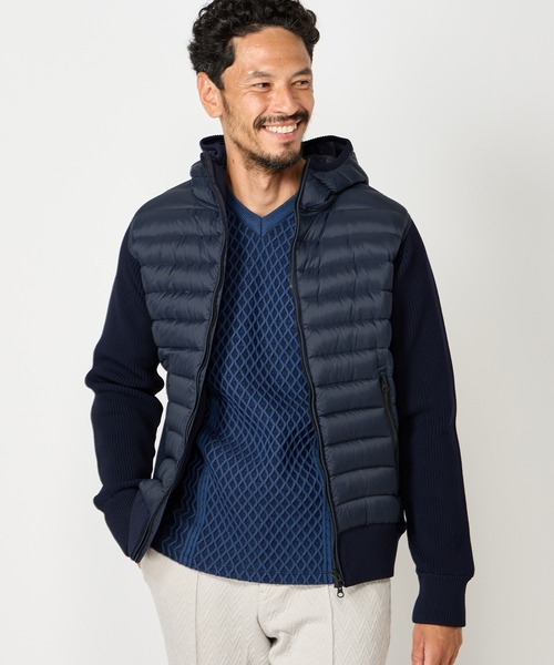 MEN'S BIGI(メンズビギ)の「ハイブリッドダウンパーカ<ダウン×ニット>(ブルゾン・メンズ・ネイビー/ブラック・04/02/01/03)」の9枚目の写真