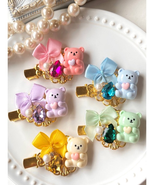 MUURABBTI】推しカラーくまちゃんのヘアクリップ(MA)（バレッタ/ヘア