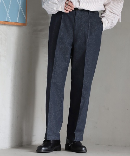 RAGEBLUE(レイジブルー)の「BLUEVER/デニムライクワイドスラックスパンツ(デニムパンツ・メンズ・ネイビー/ブラック・MEDIUM/LARGE)」の1枚目の写真