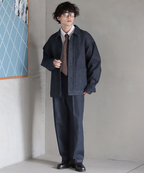 RAGEBLUE(レイジブルー)の「BLUEVER/デニムライクワイドスラックスパンツ(デニムパンツ・メンズ・ネイビー/ブラック・MEDIUM/LARGE)」の3枚目の写真