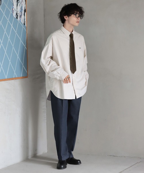 RAGEBLUE(レイジブルー)の「BLUEVER/デニムライクワイドスラックスパンツ(デニムパンツ・メンズ・ネイビー/ブラック・MEDIUM/LARGE)」の4枚目の写真