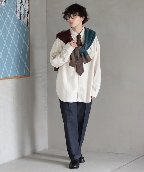 RAGEBLUE(レイジブルー)の「BLUEVER/デニムライクワイドスラックスパンツ(デニムパンツ・メンズ・ネイビー/ブラック・MEDIUM/LARGE)」の5枚目の写真