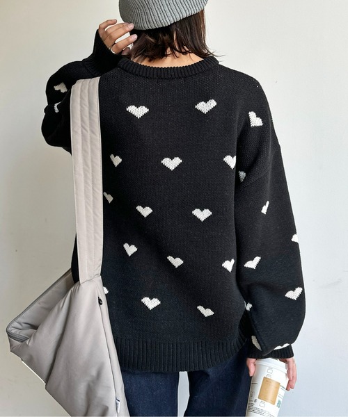 CPCM（シーピーシーエム）の「総柄ハートBIGニット（ニット/セーター・レディース・アイボリー/ブラック/ネイビー・FREE）」の15枚目の写真