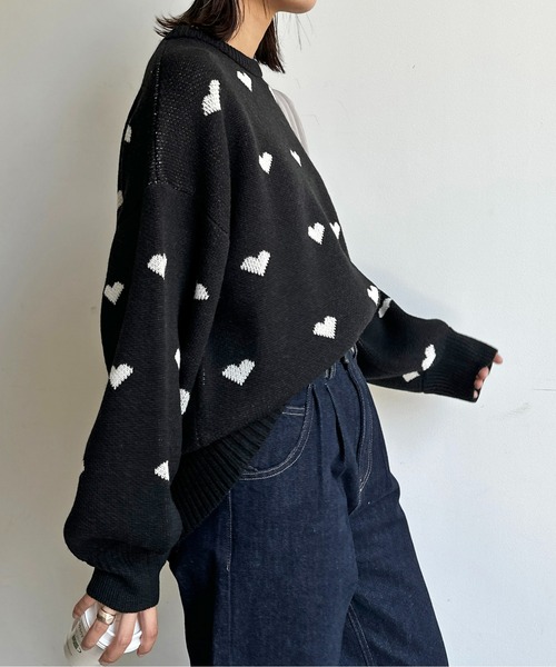 CPCM（シーピーシーエム）の「総柄ハートBIGニット（ニット/セーター・レディース・アイボリー/ブラック/ネイビー・FREE）」の17枚目の写真