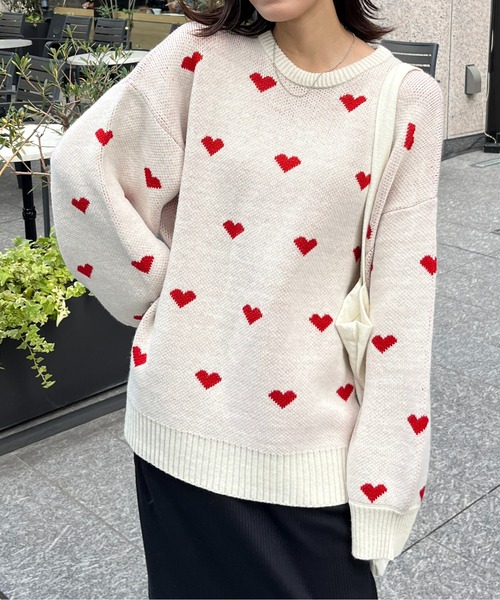CPCM（シーピーシーエム）の「総柄ハートBIGニット（ニット/セーター・レディース・アイボリー/ブラック/ネイビー・FREE）」の22枚目の写真