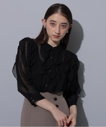 Rirandture リランドチュール　5分袖エアリーフリルブラウス リランドチュール Rirandture 5分袖エアリーフリルブラウス （ピンク