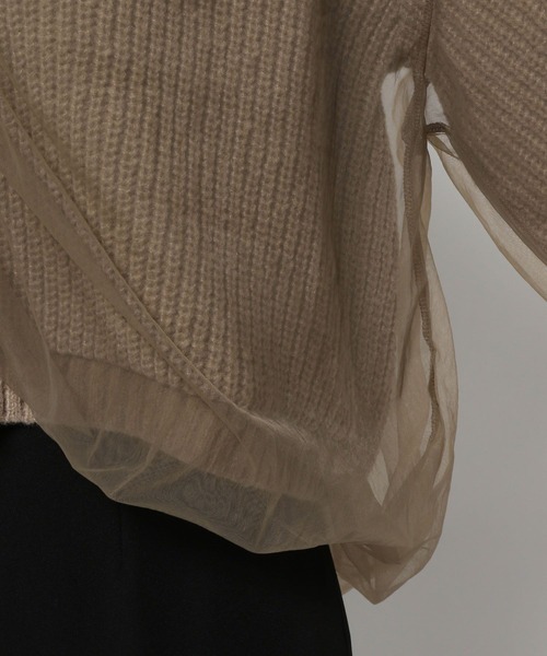 mysty woman(ミスティウーマン)の「チュールレイヤードカーディガン 978491(カーディガン/ボレロ・レディース・モカ/グレー/アイボリー・FREE)」の13枚目の写真