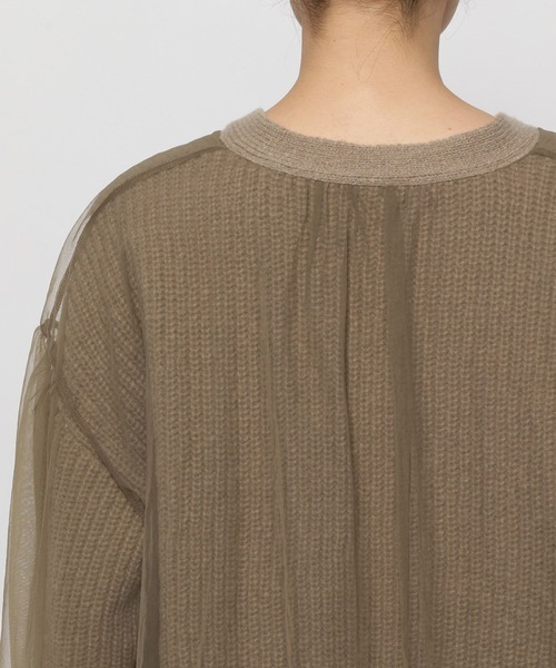 mysty woman(ミスティウーマン)の「チュールレイヤードカーディガン 978491(カーディガン/ボレロ・レディース・モカ/グレー/アイボリー・FREE)」の14枚目の写真