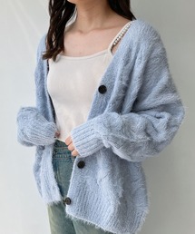 AS KNOW AS plus | ☆フェザーケーブル編みVネックカーディガン(カーディガン/ボレロ)