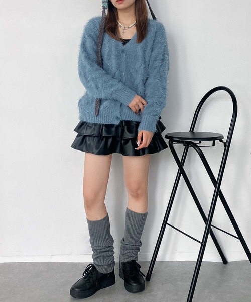 セール】☆フェザーケーブル編みVネックカーディガン（カーディガン