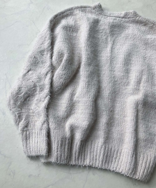 セール】☆フェザーケーブル編みVネックカーディガン（カーディガン