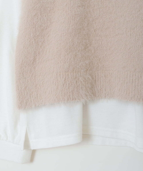 a.v.v（アーヴェヴェ）の「[140-150]【2点セット】フェザーヤーンニットベストセット（ベスト・キッズ・ベージュ/ライトグレー・150/140）」の7枚目の写真
