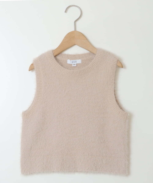 a.v.v（アーヴェヴェ）の「[140-150]【2点セット】フェザーヤーンニットベストセット（ベスト・キッズ・ベージュ/ライトグレー・150/140）」の8枚目の写真